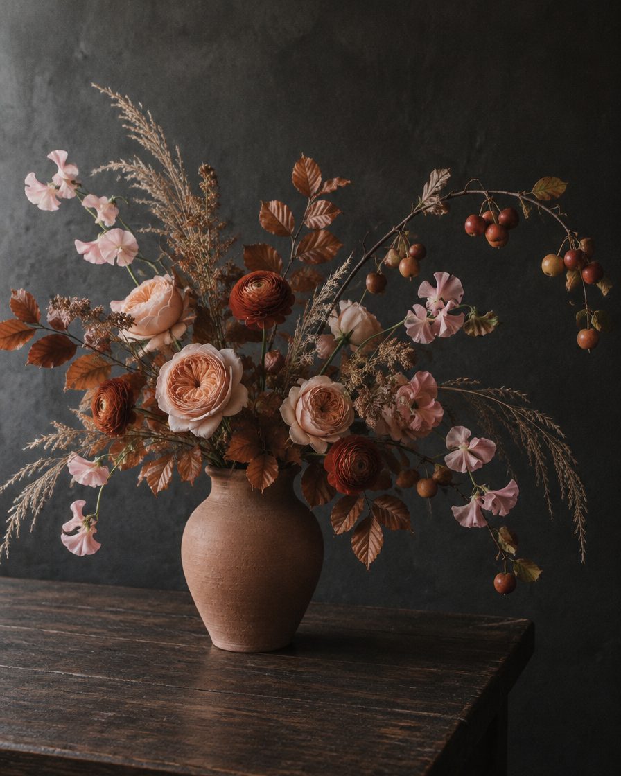 Blush and rust arrangement